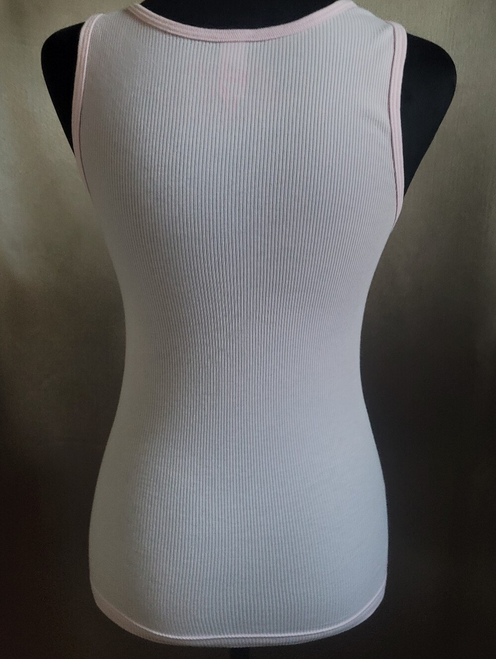 White Ribbed Tank with Lavender Necklace Print - Picture 3 of 3